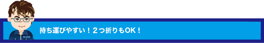 持ち運びしやすい！2つ折りもOK！